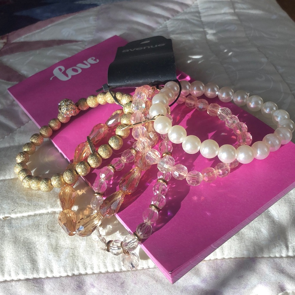 Pink and gold beaded bracelets